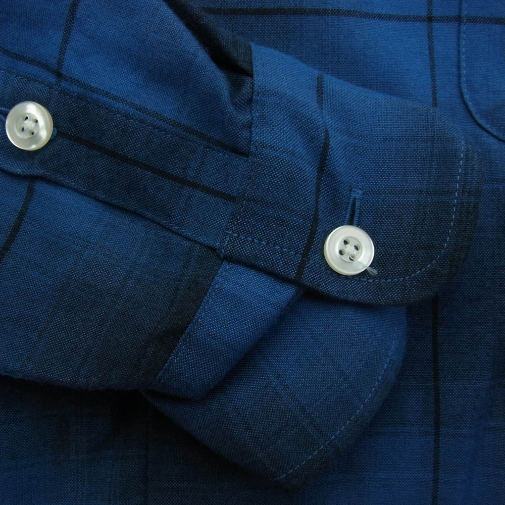 WACKO MARIA ワコマリア 23AW 23FW-WMS-OC01 OMBRE CHECK OPEN COLLAR SHIRT LS オンブレチェック オープンカラー 長袖 チェックシャツ ブルー系 M【中古】