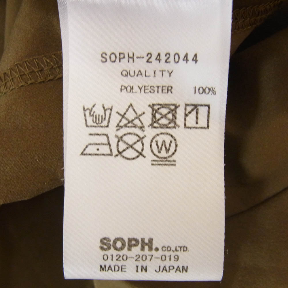 SOPHNET. ソフネット SOPH-242044 2WAY STRETCH POPLIN HEM CODE S/S BAGGY TOP ストレッチ ショート スリーブ バギーシルエット半袖 Tシャツ カーキ系 L【美品】【中古】