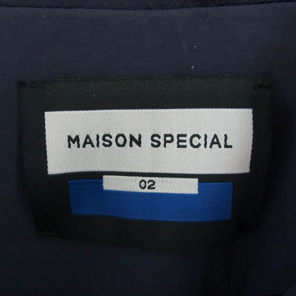 メゾンスペシャル 11232211302 Prime Over Different Material Combination Truck Jacket 中綿 ナイロントラック ジップ ジャケット ネイビー系 ブルー系 2【中古】