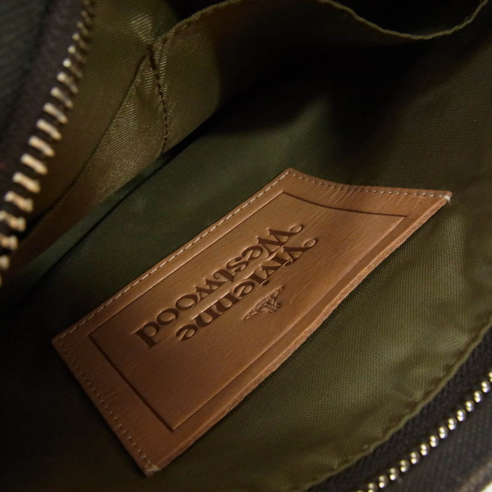 Vivienne Westwood ヴィヴィアンウエストウッド キャンバス ポーチ セカンドバッグ クラッチ バッグ ブラック系【中古】