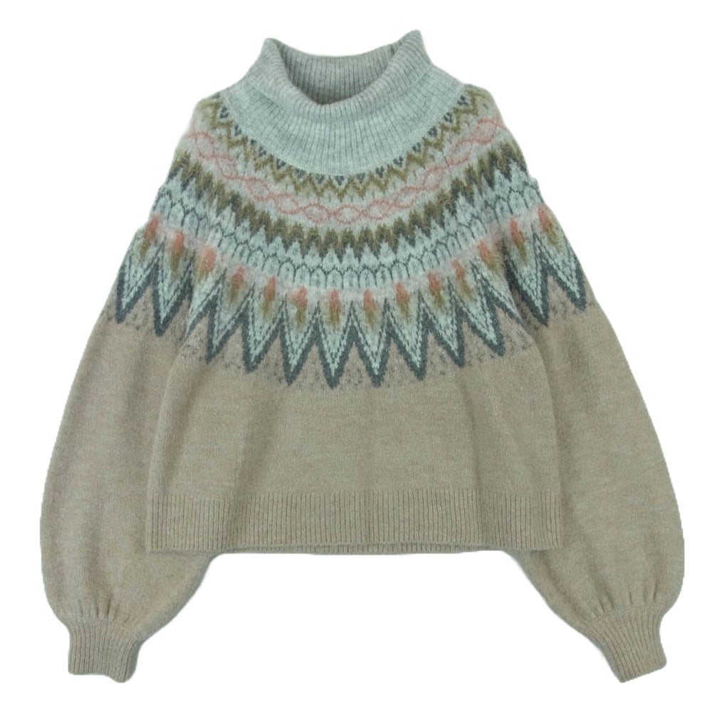 YANUK ヤヌーク 57133955 Fair lsle Knit フェア アイル ハイネック ニット 中国製 ベージュ系 グレー系 PBG F【中古】