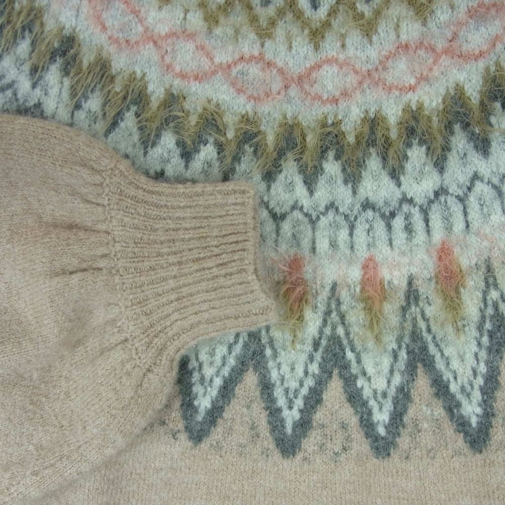 YANUK ヤヌーク 57133955 Fair lsle Knit フェア アイル ハイネック ニット 中国製 ベージュ系 グレー系 PBG F【中古】