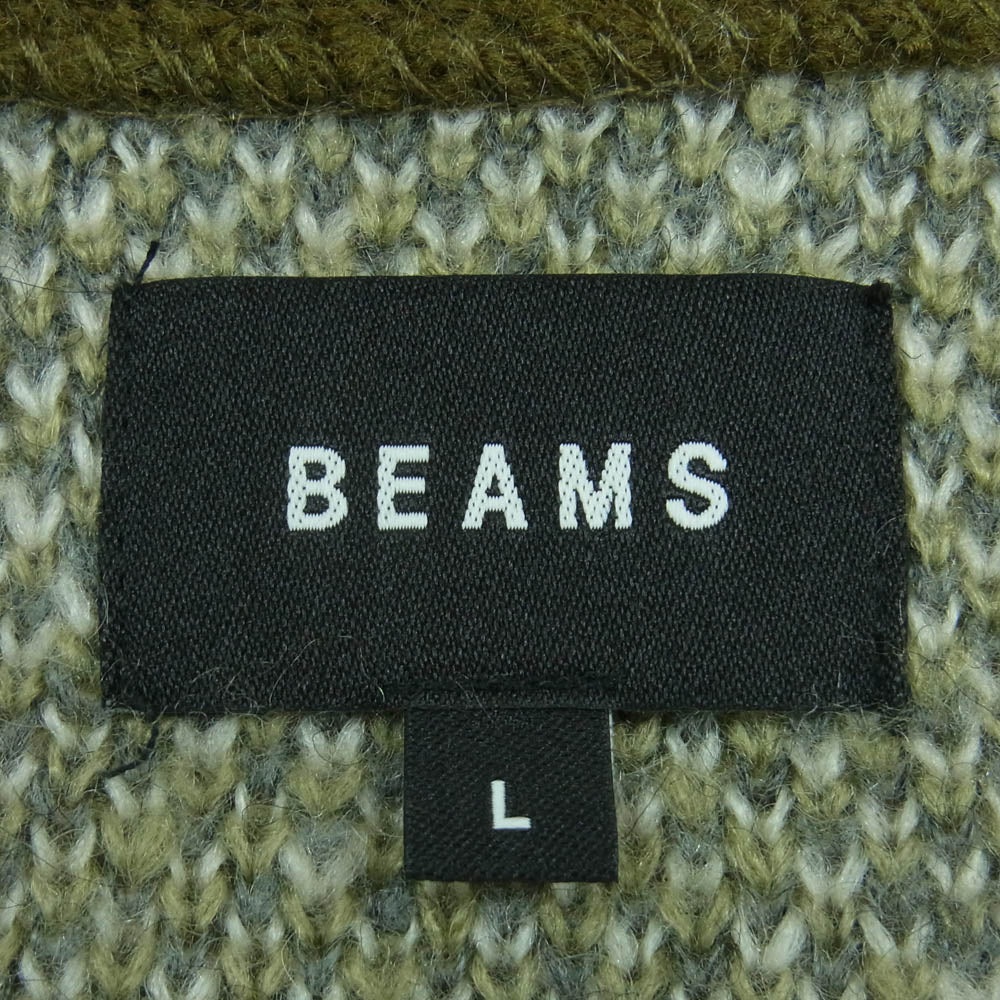 BEAMS ビームス 11-15-0010-147 Argyle Shaggy Cardigan アーガイル シャギー カーディガン グリーン系 グレー系 L【中古】