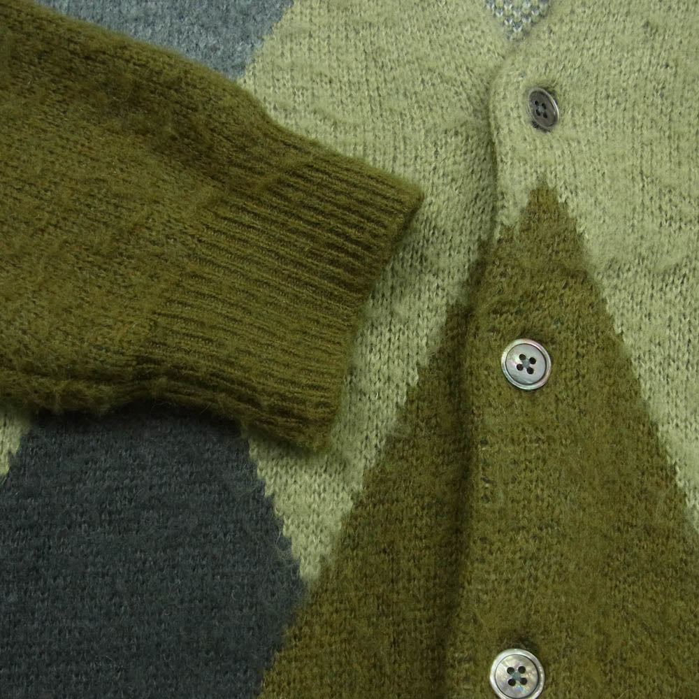 BEAMS ビームス 11-15-0010-147 Argyle Shaggy Cardigan アーガイル シャギー カーディガン グリーン系 グレー系 L【中古】