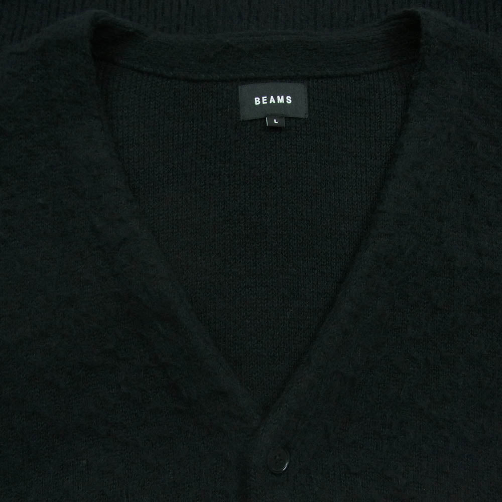BEAMS ビームス 11-15-0022-048 7ゲージ ソリッド シャギー カーディガン モヘア混 中国製 ブラック系 L【中古】