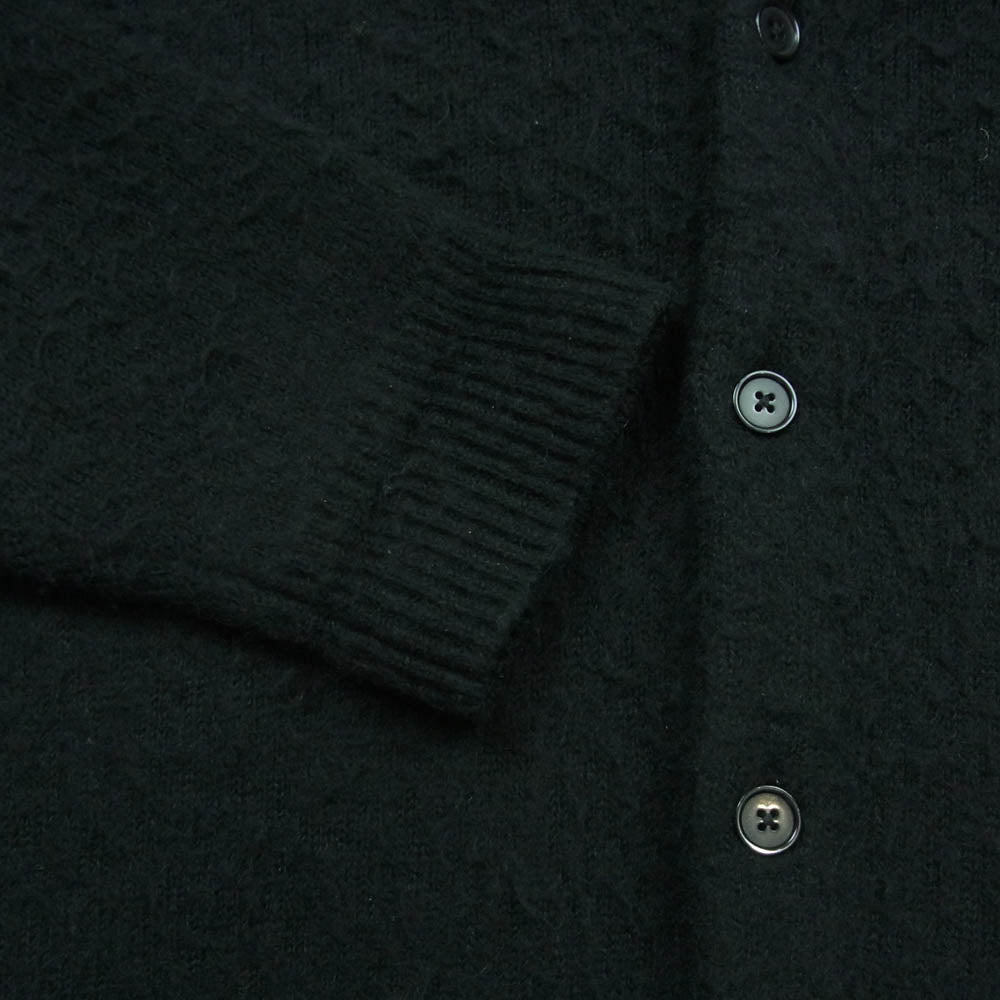 BEAMS ビームス 7ゲージ ソリッドシャギーカーディガン 黒 モヘア混 BEAMS（ビームス）7ゲージ ソリッドシャギー カーディガン（トップス