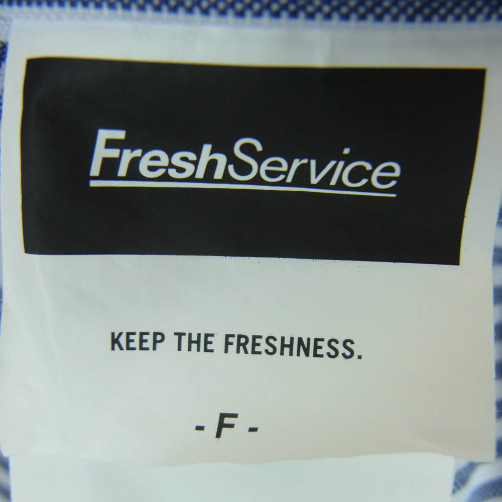 FreshService フレッシュサービス FSW-23-SH_002 DRY OXFORD FLAP POCKET SHIRT ドライ オックスフォード フラップポケット ストライプ 半袖 シャツ ライトブルー系 ホワイト系 F【中古】