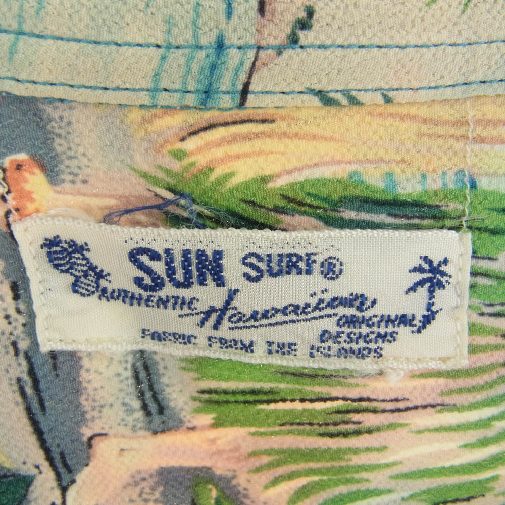 SUN SURF サンサーフ SS35328 Hula Dancers フラダンサー ハイビスカス プリント ハワイアン アロハ シャツ 半袖 マルチカラー系 M【中古】