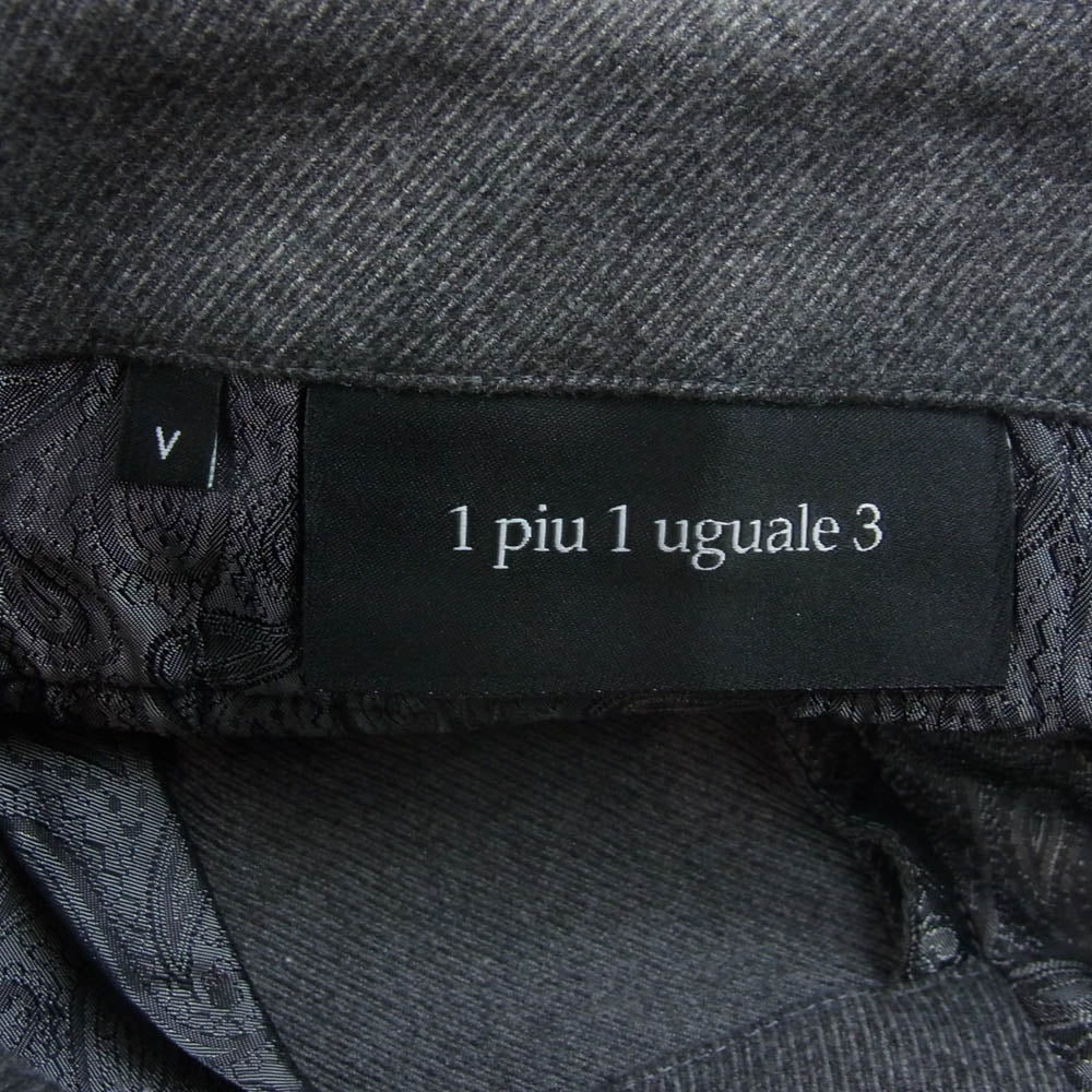 1piu1uguale3 ウノピュウノウグァーレトレ MRP587 PRY108 RIB TAPERED SLACKS サイド切替 リブテーパード レーヨン混 トラウザー パンツ スラックス グレー系 L【美品】【中古】