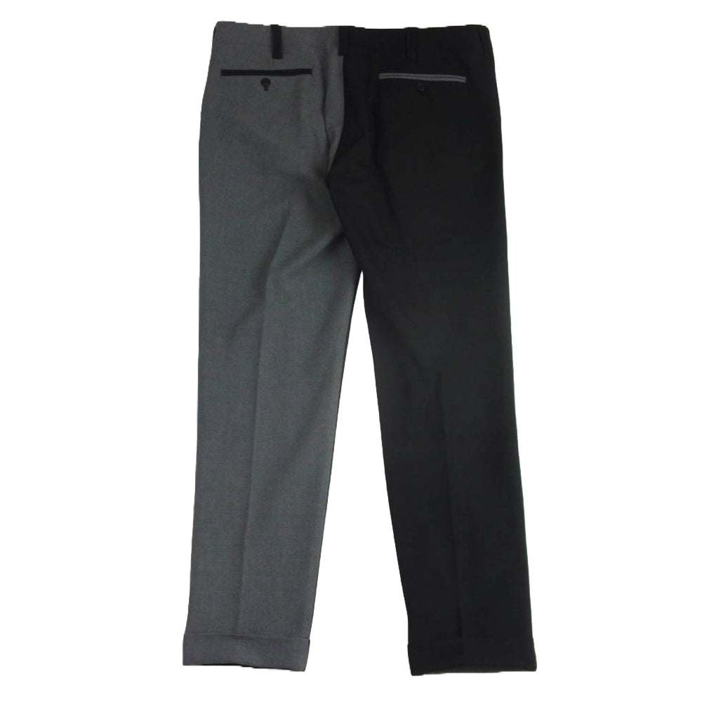 1piu1uguale3 ウノピュウノウグァーレトレ MRP633 POE504 CRAZY RIB SLACKS クレイジー パターン リブ スラックスパンツ ブラック系 グレー系 XL【中古】