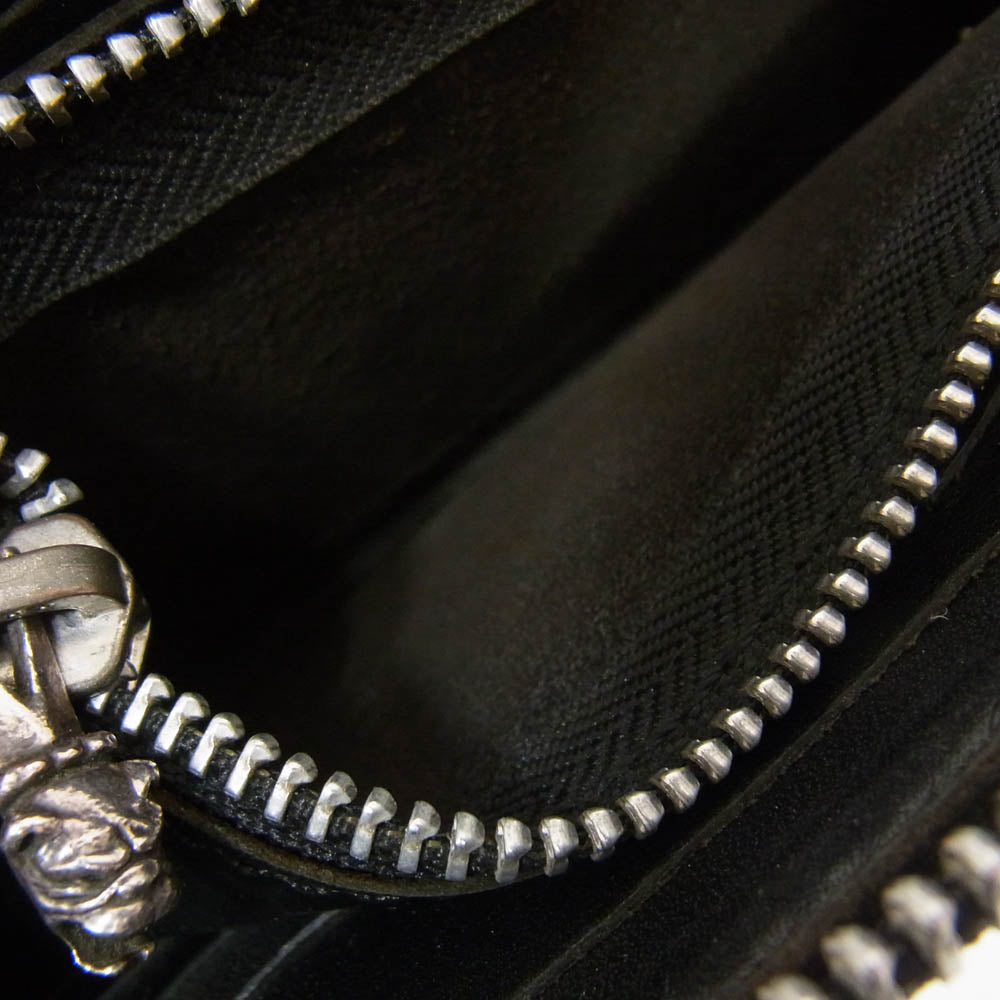GABOR ガボール ガボラトリー ホールディング  Gaboratory Atelier Mark Overlay Saddle Leather Round Zip Wallet ハート ブルドッグジップ ラウンドファスナー レザーロングウォレット ブラック系【中古】