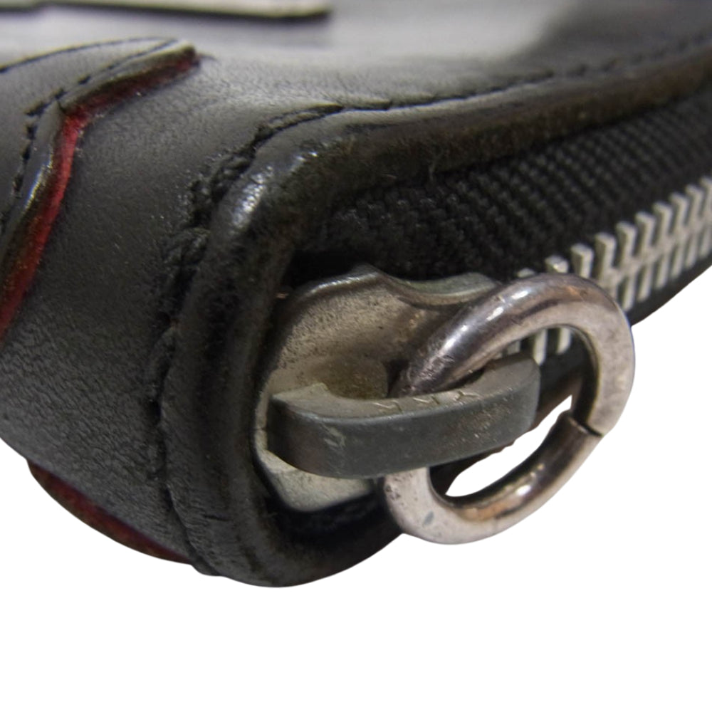 GABOR ガボール ガボラトリー ホールディング  Gaboratory Atelier Mark Overlay Saddle Leather Round Zip Wallet ハート ブルドッグジップ ラウンドファスナー レザーロングウォレット ブラック系【中古】