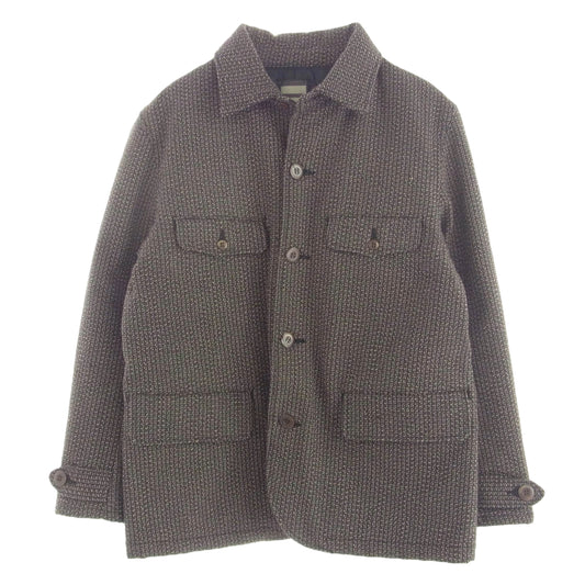 桃太郎ジーンズ Beach Cross Jacket ビーチクロス ジャケット ゴマ塩 ダークブラウン系 42【中古】