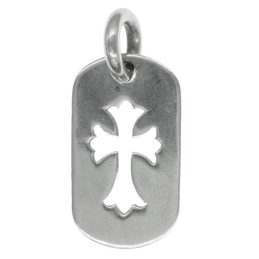 CHROME HEARTS クロムハーツ（原本無） D TAG SML CROSS カット アウト クロス スモール ドッグタグ ペンダントトップ シルバー系【中古】