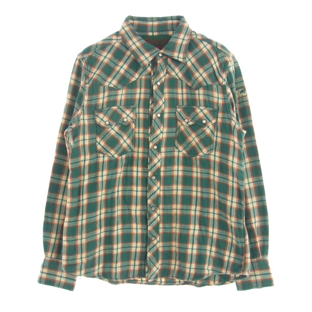 TMT ティーエムティー ORIGINAL DOUBLE GAUZE CHECK WESTERN SHIRTS ROCK CANDY チェック 長袖 ネルシャツ マルチカラー系 L【中古】