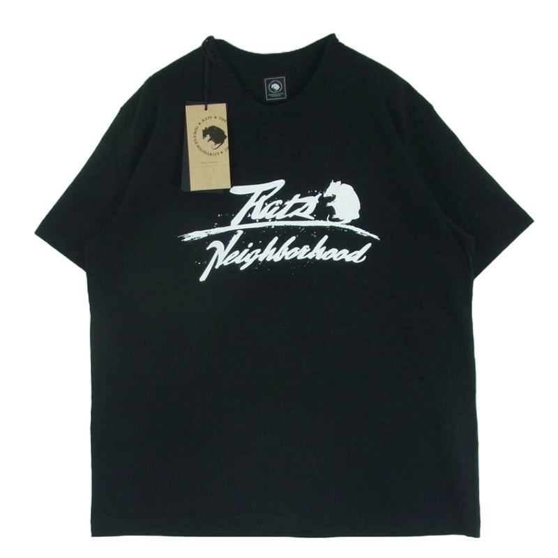 NEIGHBORHOOD ネイバーフッド 25 SPT-0105 RATS ラッツ 20th Tee 20周年記念 ロゴプリント クルーネック 半袖 Tシャツ ブラック系 S【美品】【中古】
