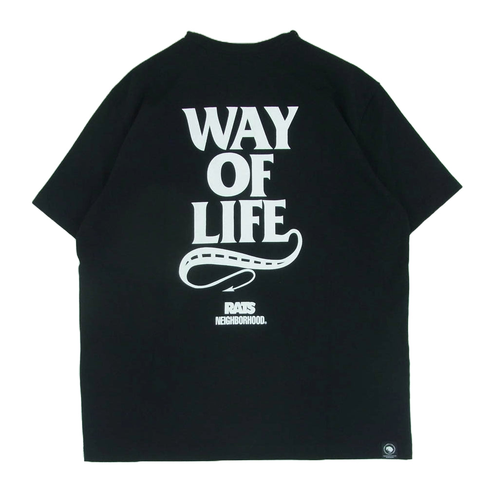 NEIGHBORHOOD ネイバーフッド 25 SPT-0105 RATS ラッツ 20th Tee 20周年記念 ロゴプリント クルーネック 半袖 Tシャツ ブラック系 S【美品】【中古】