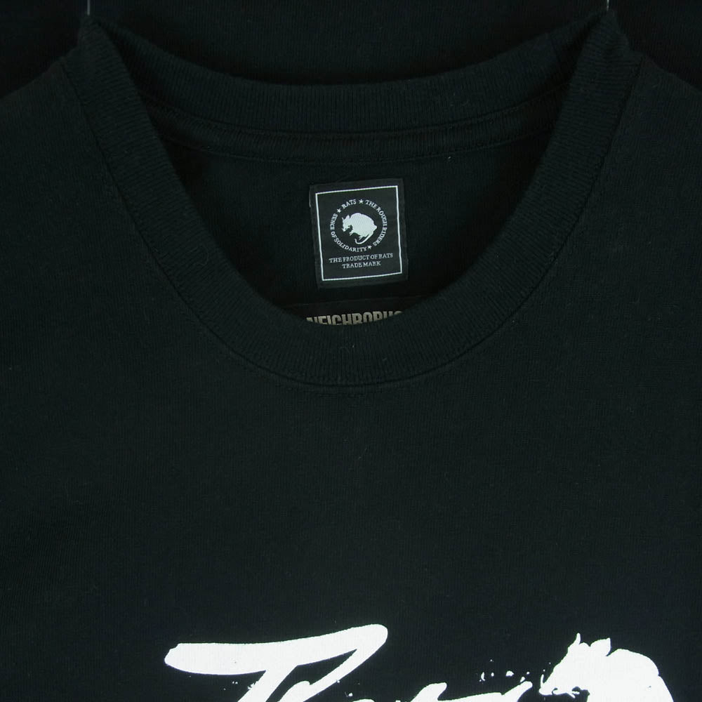 NEIGHBORHOOD ネイバーフッド 25 SPT-0105 RATS ラッツ 20th Tee 20周年記念 ロゴプリント クルーネック 半袖 Tシャツ ブラック系 S【美品】【中古】