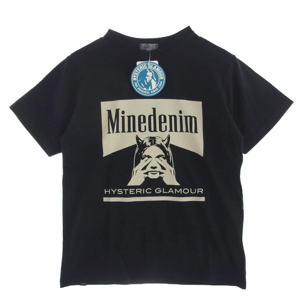 HYSTERIC GLAMOUR ヒステリックグラマー 24AW MINEDENIM マインデニム MND-HYS005 T-SH クルーネック プリント 半袖 Tシャツ ブラック系 M【極上美品】【中古】