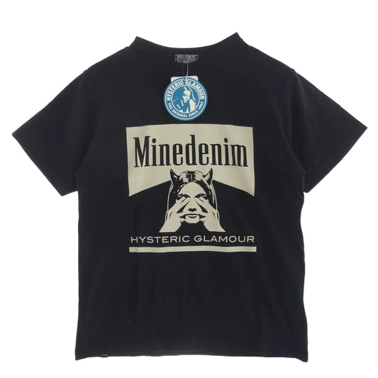 HYSTERIC GLAMOUR ヒステリックグラマー 24AW MINEDENIM マインデニム MND-HYS005 T-SH クルーネック プリント 半袖 Tシャツ ブラック系 M【極上美品】【中古】