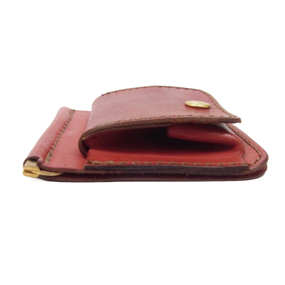HERZ ヘルツ マネークリップ 小銭入れ付き レッド レッド系【中古】