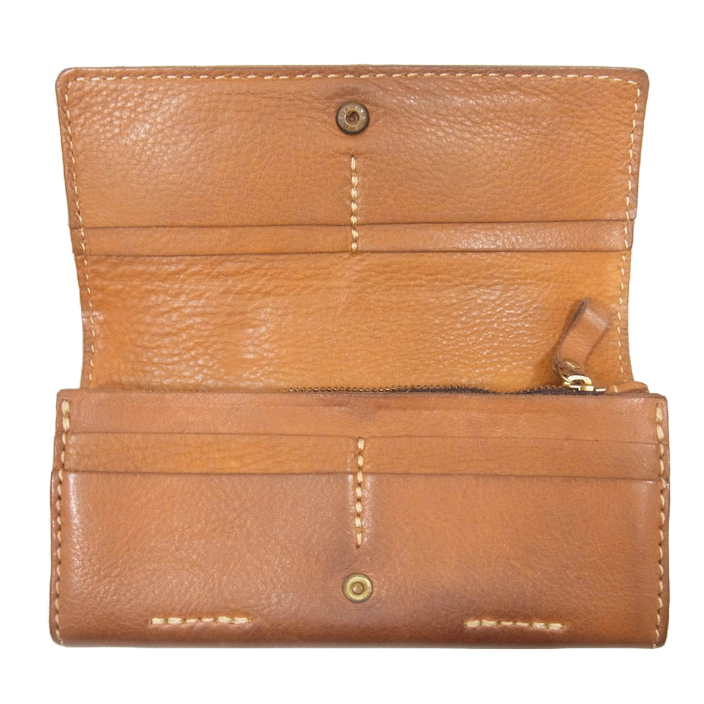 HERZ ヘルツ WL-63 ソフトレザーの長財布 ロングウォレット キャメル ブラウン系【中古】