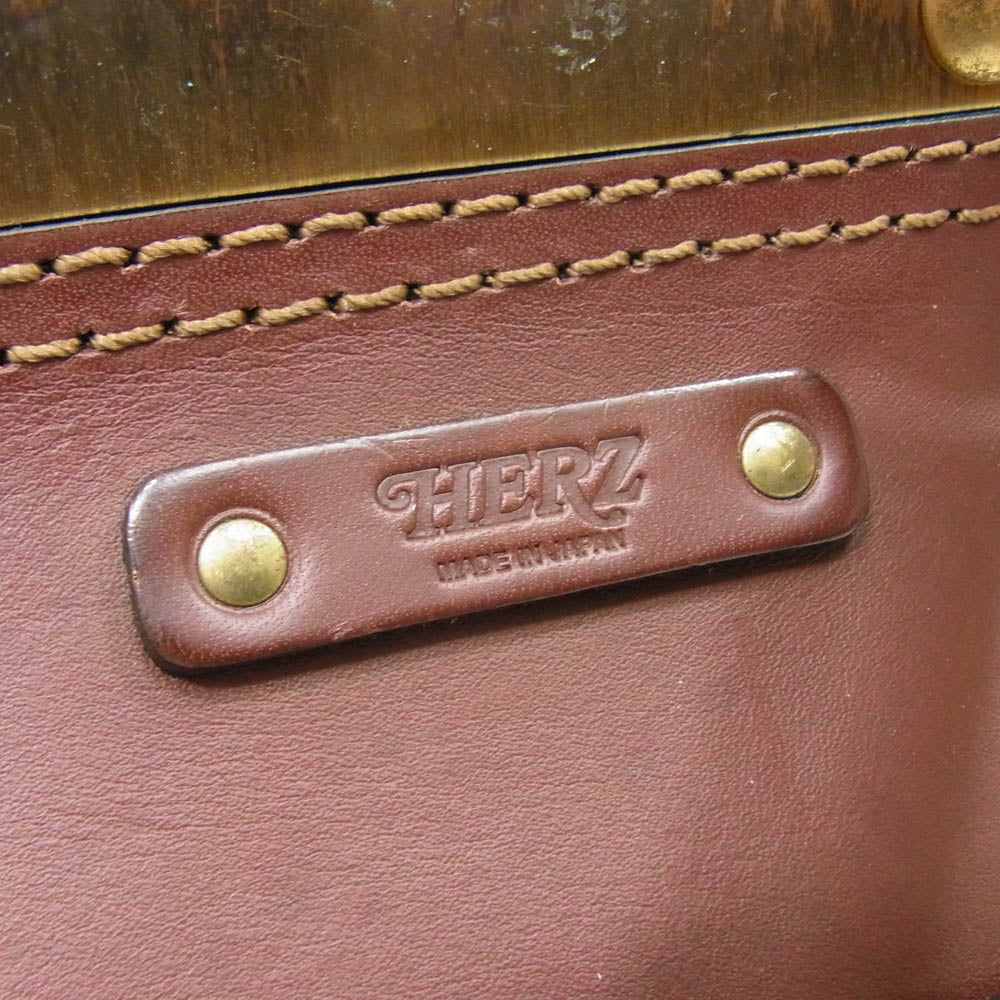 HERZ ヘルツ 2WAY ガレージ ミニ ボストン バッグ ブラウン系【中古】