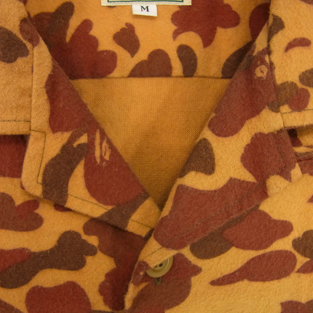 A BATHING APE アベイシングエイプ 90s 1st カモフラ シャモアクロス オープンカラー シャツ 長袖 ブラウン系 M【中古】