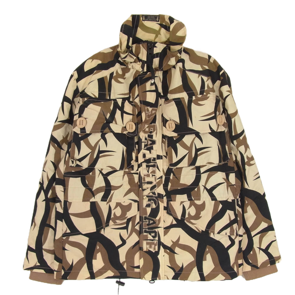 A BATHING APE アベイシングエイプ 90s トライバルカモ ミリタリー ナイロン ジャケット ブラウン系 M【中古】