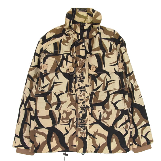 A BATHING APE アベイシングエイプ 90s トライバルカモ ミリタリー ナイロン ジャケット ブラウン系 M【中古】