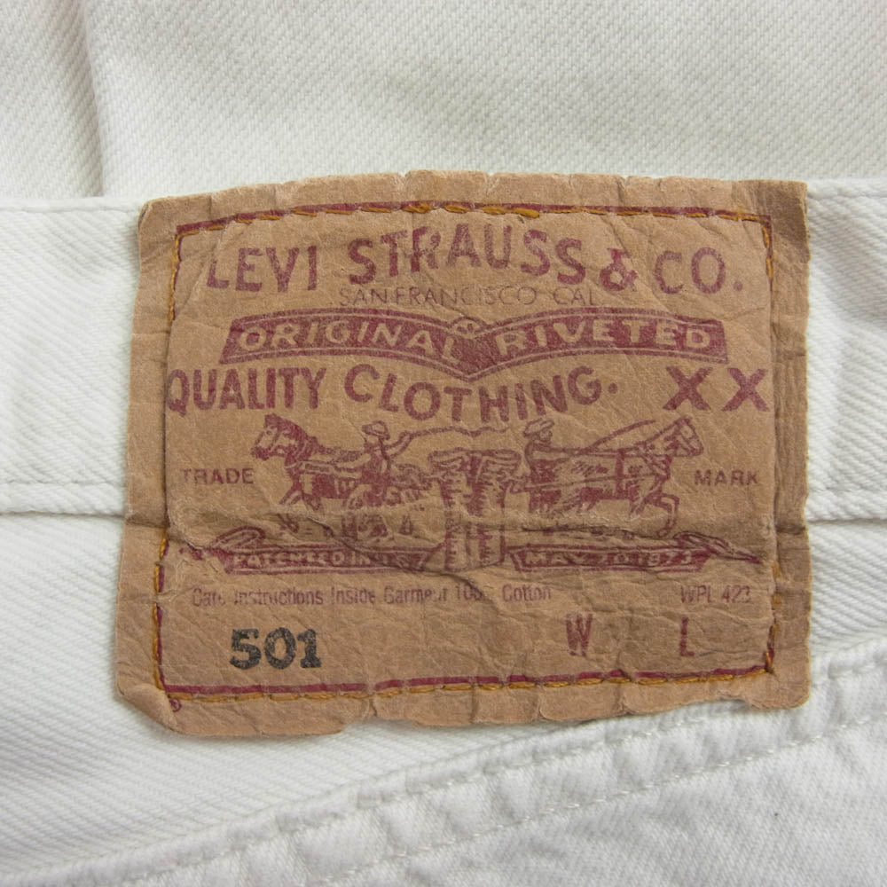 Levi's リーバイス 501-0127 スモールe ホワイトデニム ストレート デニムパンツ ジーンズ ホワイト系 W34L32【中古】