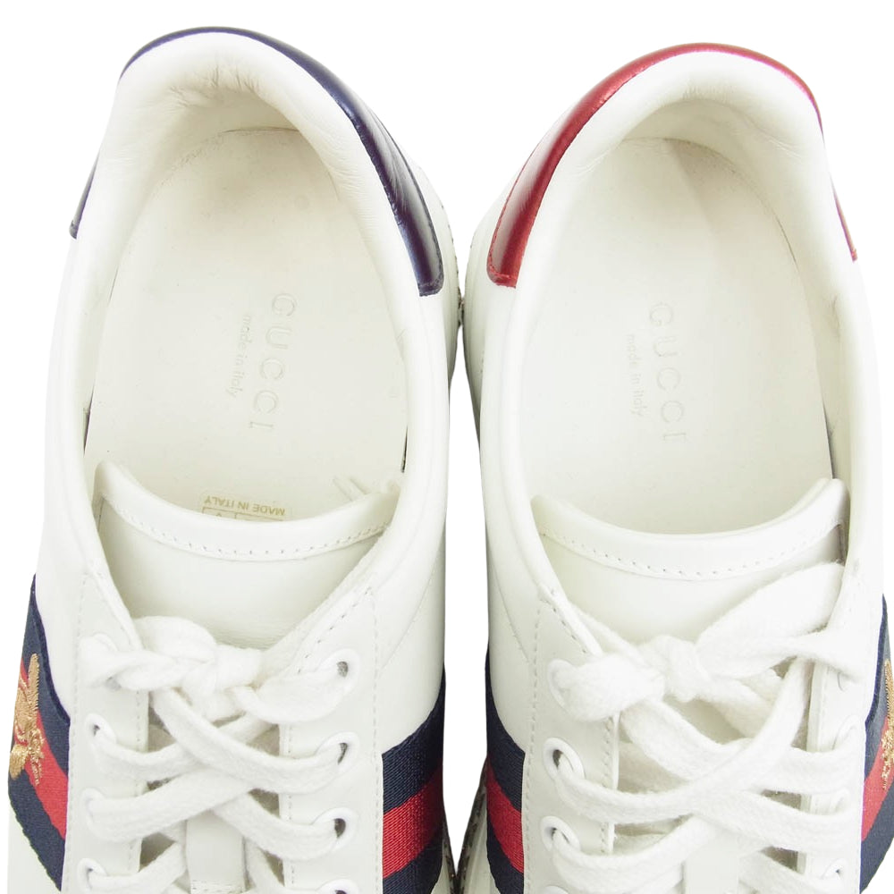GUCCI グッチ 505995 エース ソール クリスタル ビジュー付 厚底 ローカット スニーカー ホワイト系 37【中古】