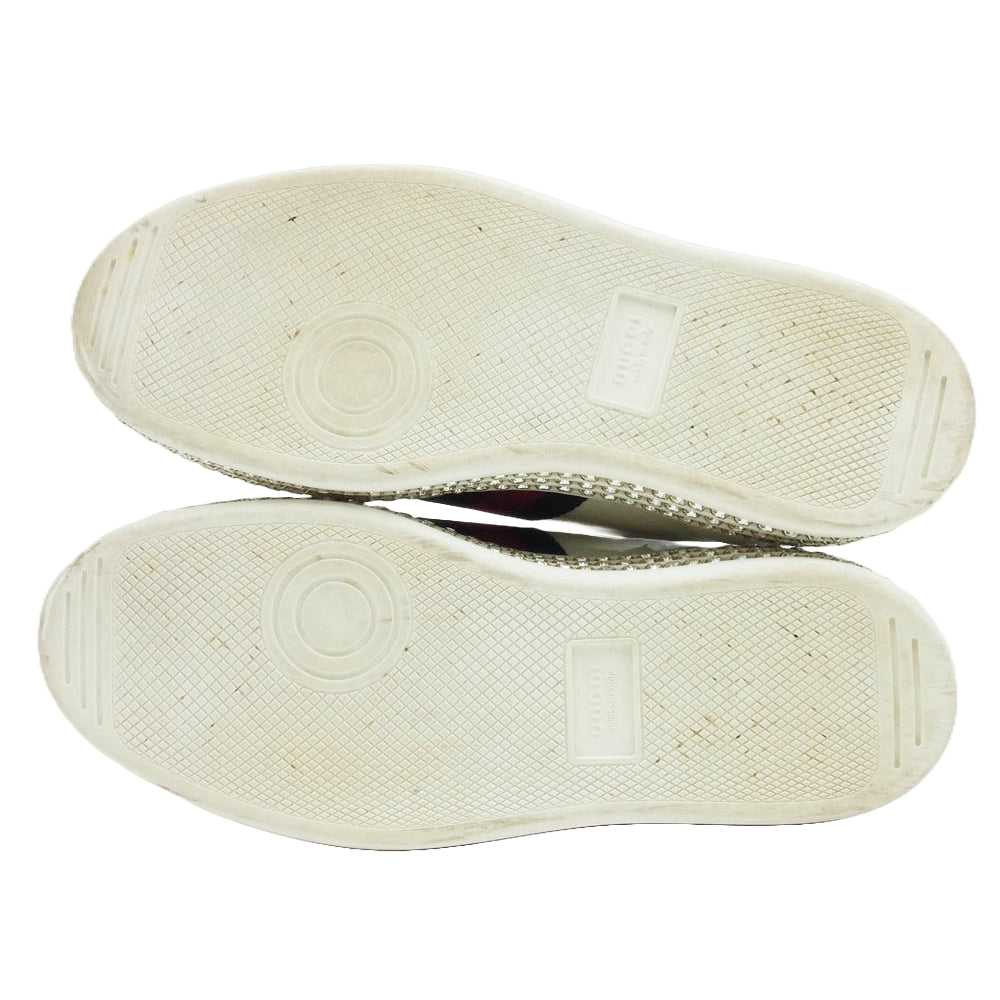 GUCCI グッチ 505995 エース ソール クリスタル ビジュー付 厚底 ローカット スニーカー ホワイト系 37【中古】