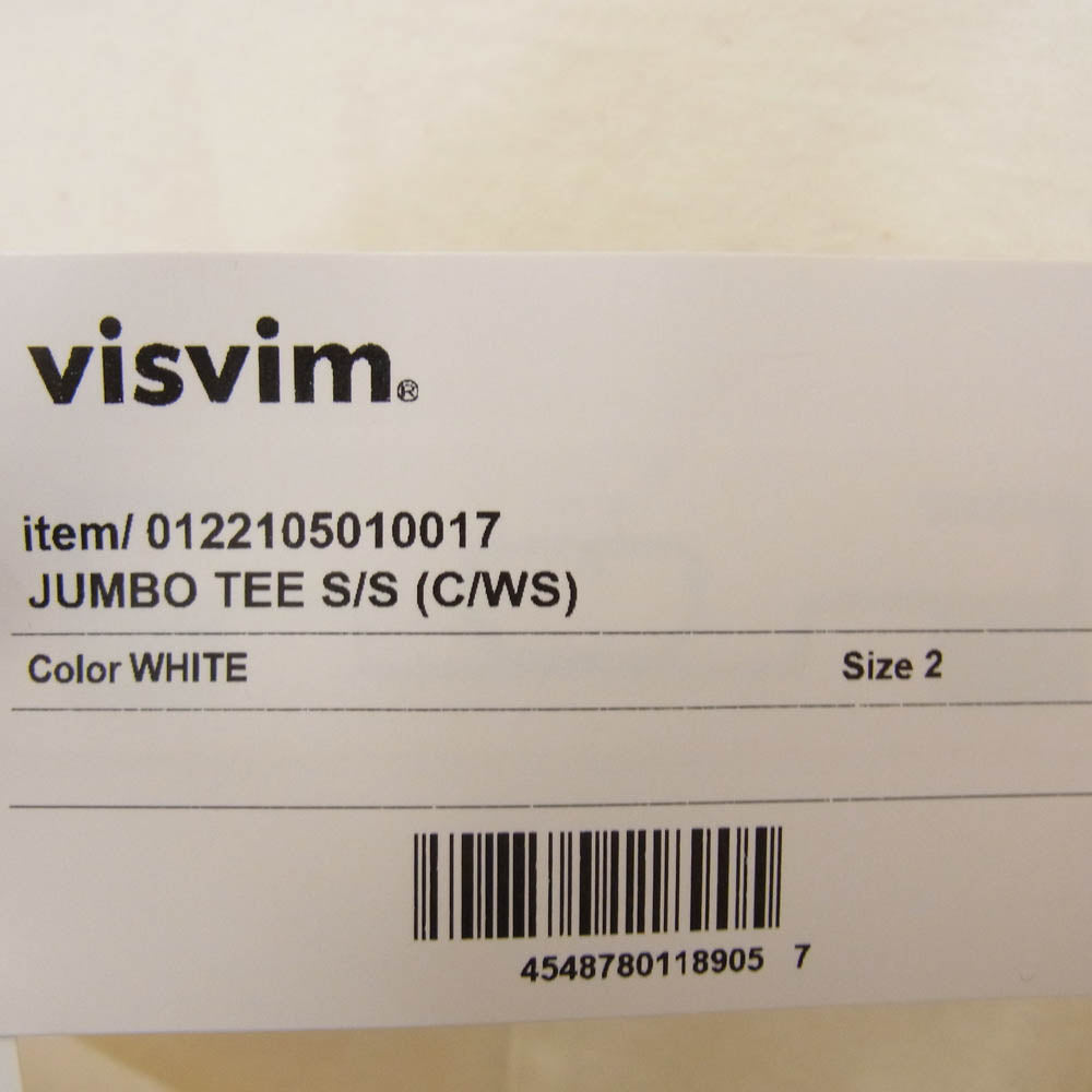 VISVIM ビズビム 22SS 0122105010017 JUMBO TEE S/S C/WS カシミヤ 天竺製 クルーネック ワンウォッシュ 半袖 Tシャツ オフホワイト系 2【新古品】【未使用】【中古】