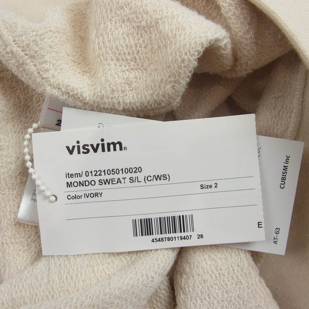 VISVIM ビズビム 22SS 0122105010020 MONDO SWEAT S/L C/WS カシミヤ スウェット ベスト アイボリー系 2【新古品】【未使用】【中古】