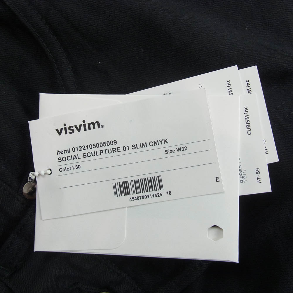 VISVIM ビズビム 22SS 0122105005009 SOCIAL SCULPTURE 01 SLIM CMYK ソーシャルスカルプチャー01 スリム CMYK デニム パンツ ブラック ブラック系 W32L30【新古品】【未使用】【中古】