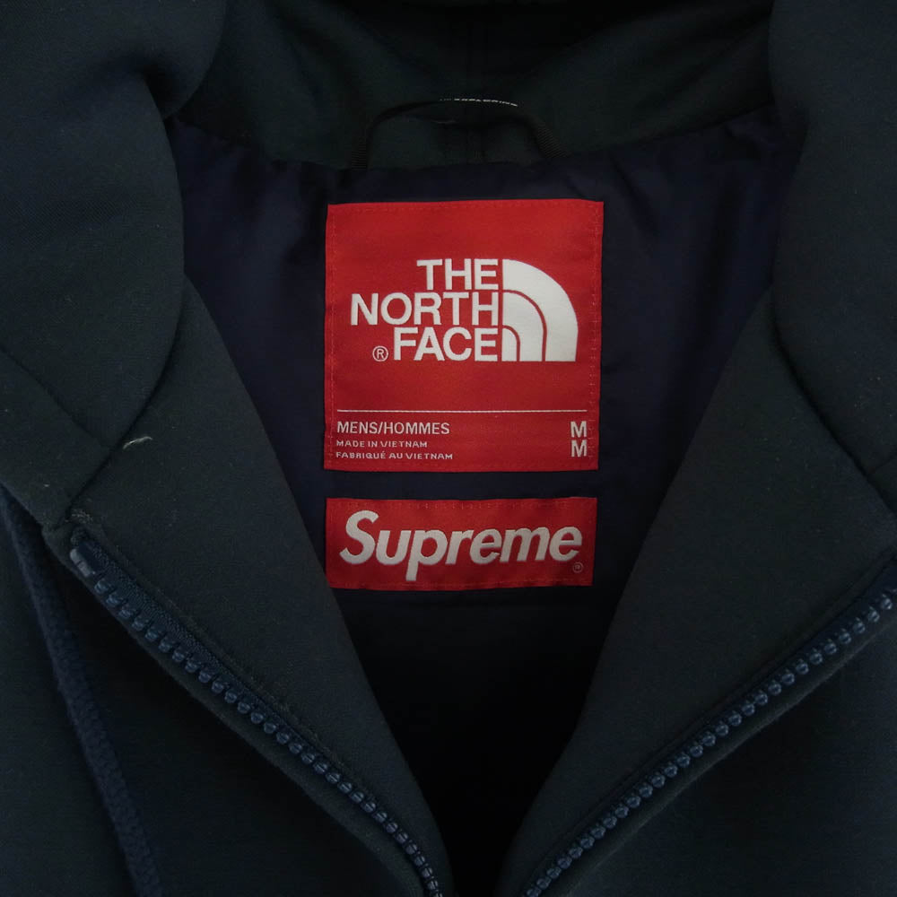 Supreme シュプリーム 24AW × The North Face Down Filled Zip Up Hooded Sweatshirt ノースフェイス フィルド ジップ アップ 中綿 パーカー ネイビー系 ダークグレー系 M【中古】