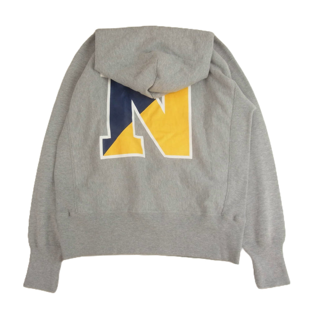 Champion チャンピオン 復刻 青 単色タグ リバースウィーブ プルオーバー パーカー 両面プリント NAVY グレー系 L【中古】