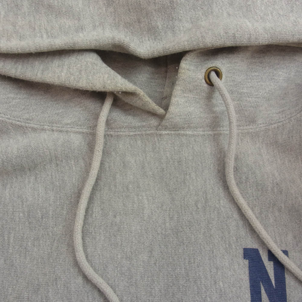 Champion チャンピオン 復刻 青 単色タグ リバースウィーブ プルオーバー パーカー 両面プリント NAVY グレー系 L【中古】