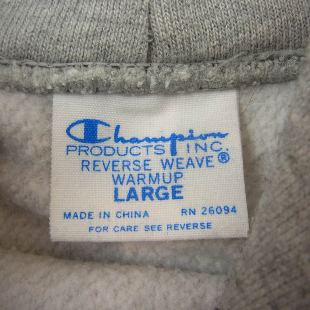Champion チャンピオン 復刻 青 単色タグ リバースウィーブ プルオーバー パーカー 両面プリント NAVY グレー系 L【中古】