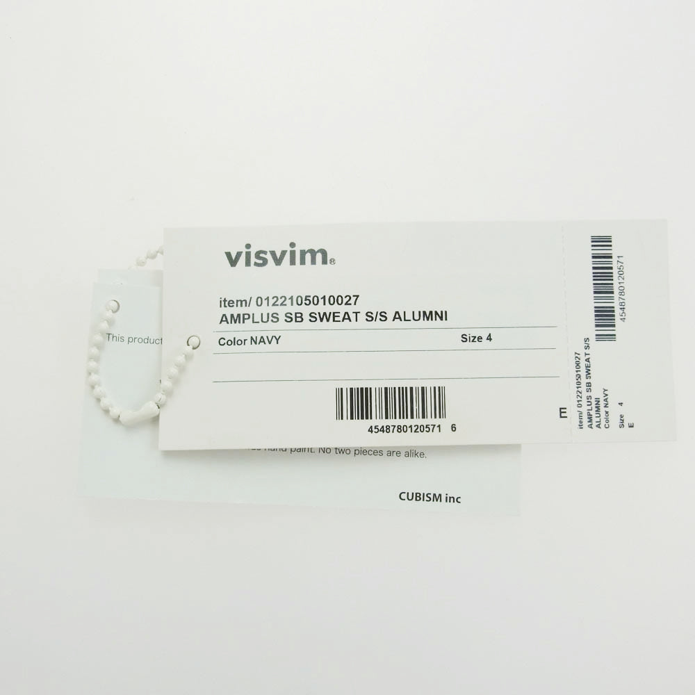 VISVIM ビズビム 22SS 0122105010027 AMPLUS SB SWEAT S/S ALUMNI プリント 半袖 アンプラス スウェット ネイビー系 4【中古】