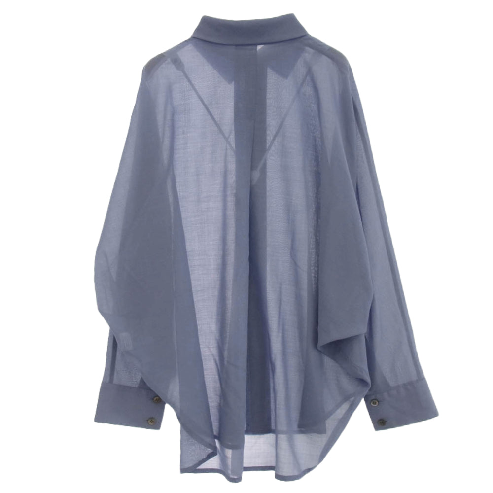 ISSEY MIYAKE イッセイミヤケ 24AW IM43FJ002 SHEER WOOL SHIRT シアー 長袖 シャツ ドルマンスリーブ パープル系 ライトブルー系 2【中古】