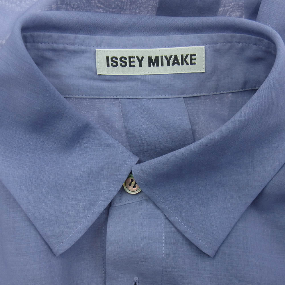 ISSEY MIYAKE イッセイミヤケ 24AW IM43FJ002 SHEER WOOL SHIRT シアー 長袖 シャツ ドルマンスリーブ パープル系 ライトブルー系 2【中古】