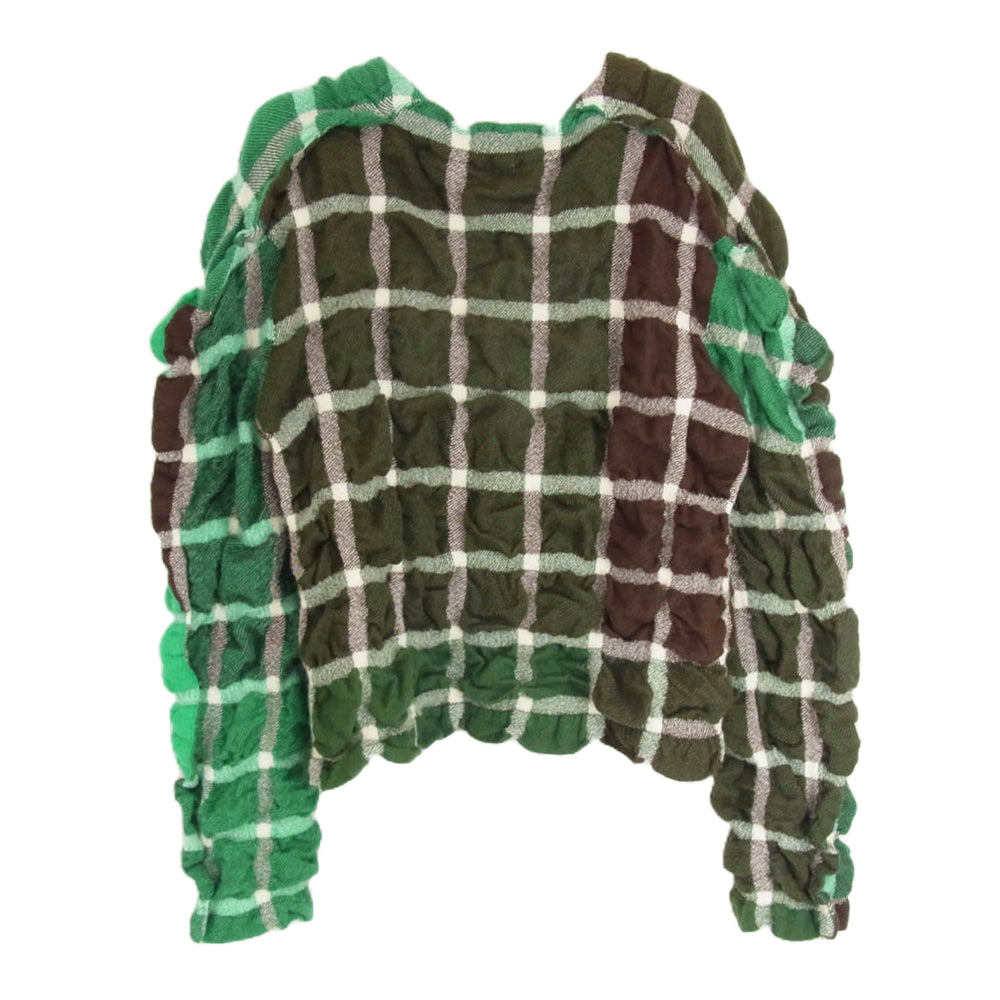 ISSEY MIYAKE イッセイミヤケ 24AW IM43FJ463 PRISM CHECK ポップコーン加工 ウール ニット チェック柄 グリーン系 2【中古】