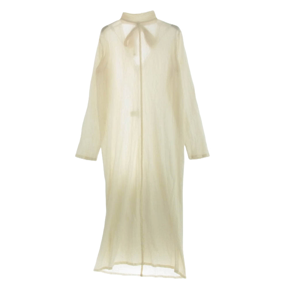 ISSEY MIYAKE イッセイミヤケ 24AW IM43FH068 KARAMI WOOL DRESS Vネック ボウタイ ロング ワンピース 長袖 オフホワイト系 2【中古】