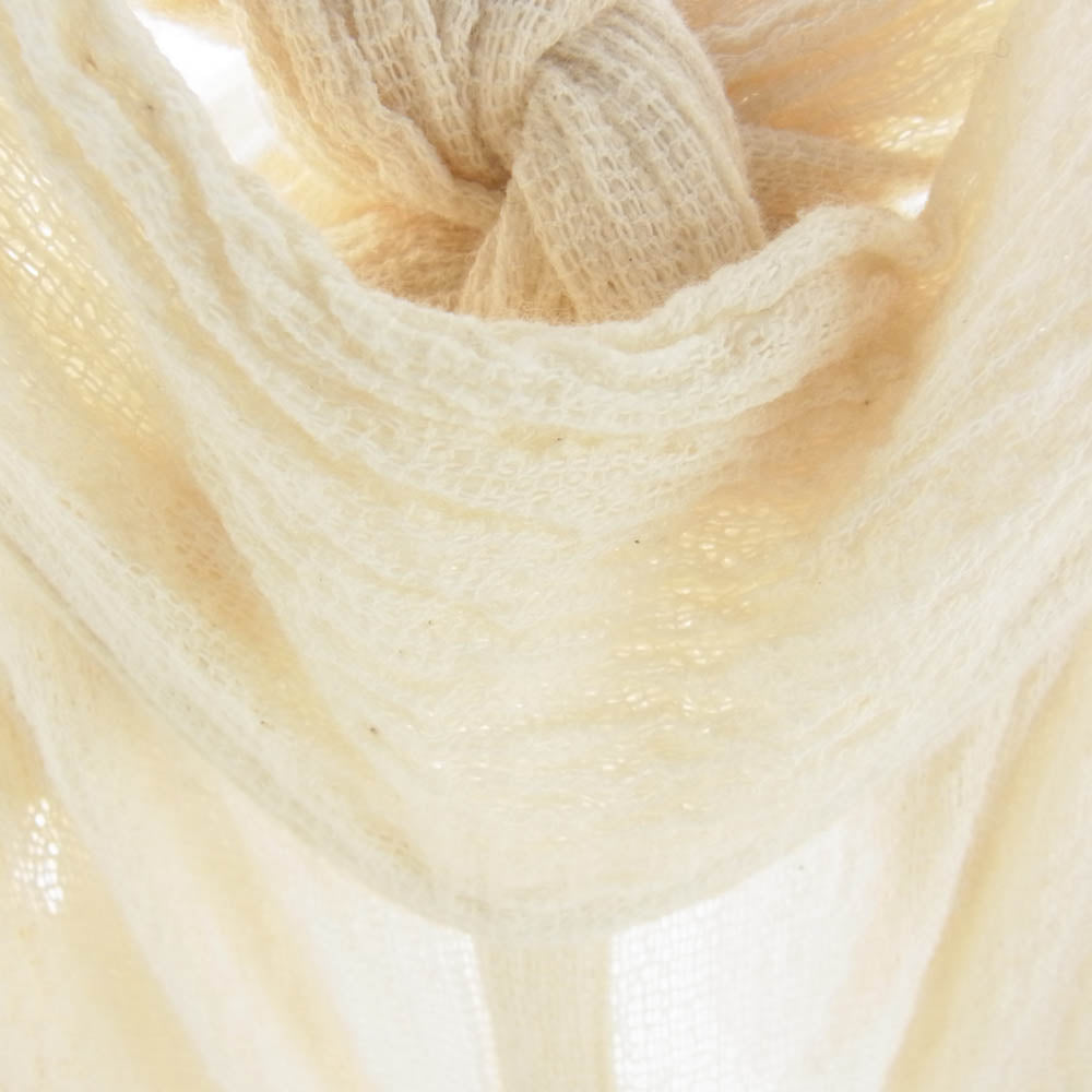 ISSEY MIYAKE イッセイミヤケ 24AW IM43FH068 KARAMI WOOL DRESS Vネック ボウタイ ロング ワンピース 長袖 オフホワイト系 2【中古】