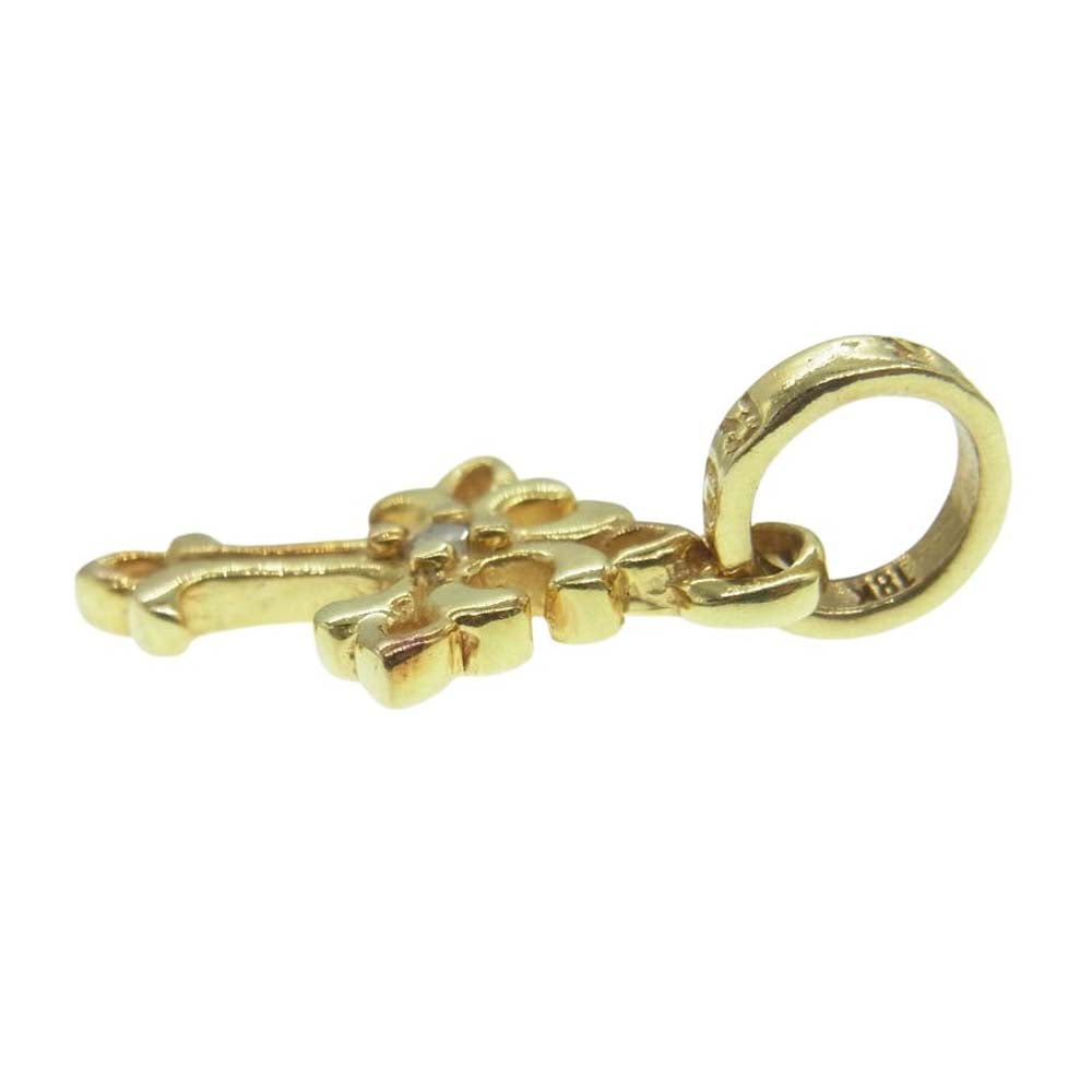 ROYAL ORDER ロイヤルオーダー K18 OPEN TINY CROSS W/Diamond? オープン タイニー クロス ペンダント トップ ゴールド系【中古】