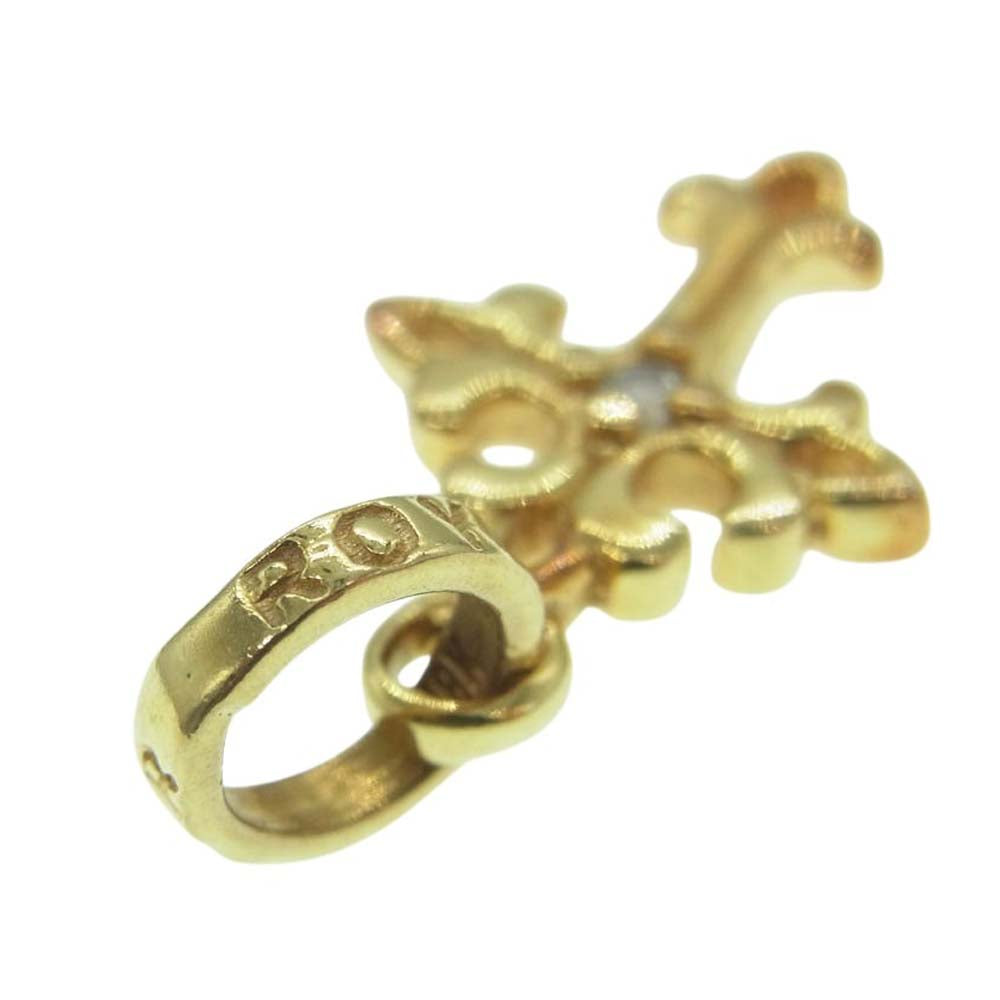 ROYAL ORDER ロイヤルオーダー K18 OPEN TINY CROSS W/Diamond? オープン タイニー クロス ペンダント トップ ゴールド系【中古】