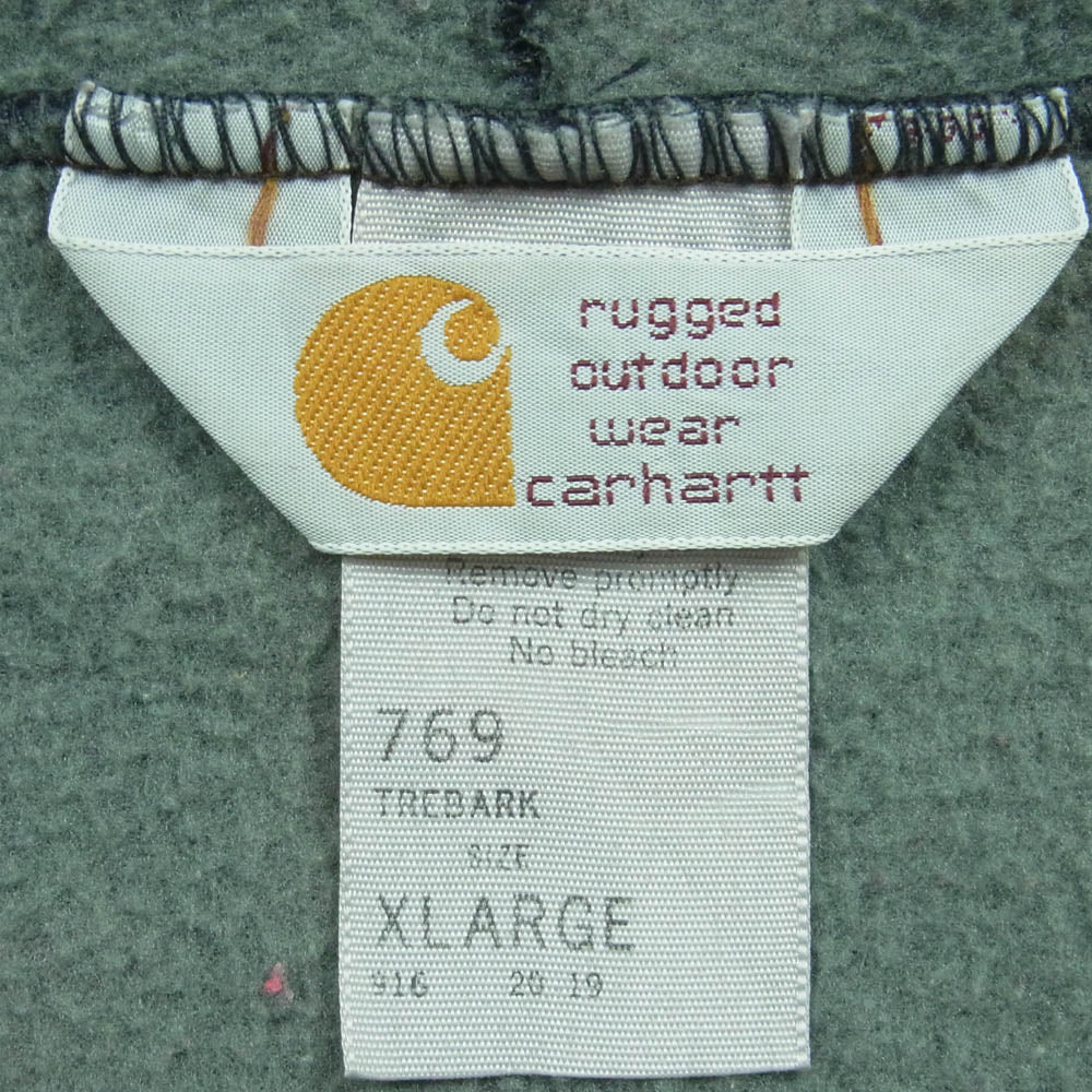 Carhartt カーハート 13224 80's USA製 モッシーオーク カモ ベロア ジップ パーカー ブラウン系 グレー系 ブラック系 XL【中古】