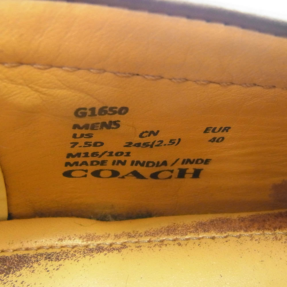 COACH コーチ G1650 コイン ローファー レザー 厚底 ブラック系 24.5cm【中古】